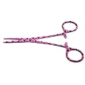 A2Z SCILAB Dog Pet Ear/Nose Hair Puller Grooming Hemostat Locking Forceps Pliers, 5.5" (14cm), Straight (Pink Paws)