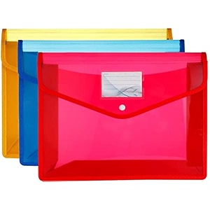 a4 size document file storage bag with snap button for certificateslegal documents -pack of 3