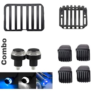 a4s automotive amp accessories presents combo of splendor bike plastic grill set with pack of 2 handle led light for all splendor models