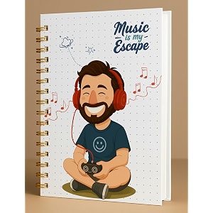 a5 premium hardcover diary notebook  free bookmark  23 x 15 cm  120 gsm 80 dotted pages  waterproof cover  perfect for journaling amp gifting music is my escape blue