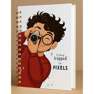 a5 premium hardcover diary notebook  free bookmark  23 x 15 cm  120 gsm 80 lined pages  waterproof cover  perfect for journaling amp gifting time trapped in pixels