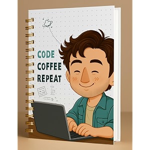 a5 premium hardcover diary notebook  free bookmark  23 x 15 cm  120 gsm 80 dotted pages  waterproof cover  perfect for journaling amp gifting code coffee repeat