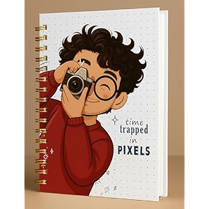 a5 premium hardcover diary notebook  free bookmark  23 x 15 cm  120 gsm 80 dotted pages  waterproof cover  perfect for journaling amp gifting time trapped in pixels