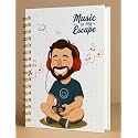 A5 Premium Hardcover Diary Notebook | Free Bookmark | 23 x 15 CM | 120 GSM, 80 Lined Pages | Waterproof Cover | Perfect for Journaling &amp; Gifting (Music Is My Escape (Blue))