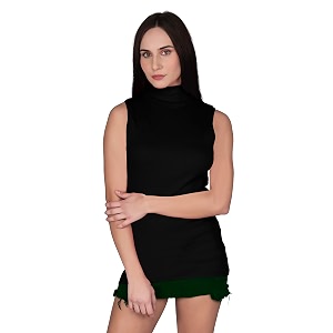 A5081 Womens Basic Solid High Neck Sleeveless