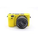 A6400 Case, BolinUS Fullbody Ultra-Thin Lightweight Rubber Soft Silicone Housing Case Bag Cover for Sony Alpha A6300 A6400 (Yellow)
