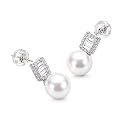 AAA+ Freshwater Pearl Stud Earrings, Diamond Design for Elegance