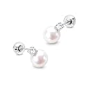AAA+ Freshwater Pearl Stud Earrings, Diamond Design for Elegance