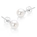 AAA+ Round Natural Freshwater Pearl Stud Earrings, 925 Sterling Silver Hypoallergenic Round Pearl Earring for Women, Elegant Gift Box for Birthday Mother's Day