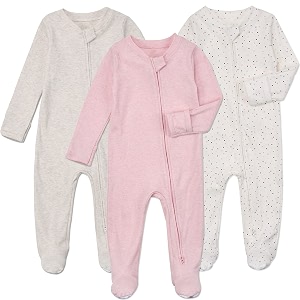 aablexema baby footie pajamas with mittens - 3pcs infant cotton footed one piece sleepwear outfits