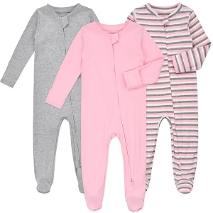 aablexema baby footie pajamas with mittens - 3pcs infant cotton footed one piece sleepwear outfits