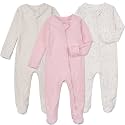 Aablexema Baby Footie Pajamas with Mittens - 3Pcs Infant Cotton Footed One Piece Sleepwear Outfits