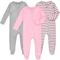 Aablexema Baby Footie Pajamas with Mittens - 3Pcs Infant Cotton Footed One Piece Sleepwear Outfits