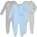 Aablexema Baby Footie Pajamas with Mittens - 3Pcs Infant Cotton Footed One Piece Sleepwear Outfits