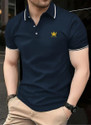 AACHIPAN Printed Men Polo Neck Dark Blue