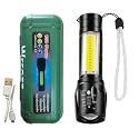 Aachoko LED Flashlight with COB Light Mini Waterproof Portable LED Flashlight USB Rechargeable 3 Modes Light Flashlight USB Rechargeable Flashlight (Pack of -1)