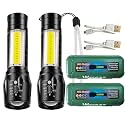 Aachoko LED Flashlight with COB Light Mini Waterproof Portable LED Flashlight USB Rechargeable 3 Modes Light Flashlight USB Rechargeable Flashlight (Pack of - 2)