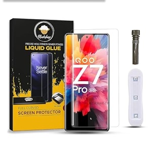 aacl hd uv tempered glass screen protector guard compatible for iqoo z7 pro 5g 678 inch pack of 1 full adhesive uv curved case friendly hd clarity with easy installation kit