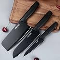 AADHIK Knife Set of 3 with Cover, Stainless Steel Knives for Kitchen| Sharp Edge Cutting Chef Knifes for Chopping Vegetables, Fruits, Multipurpose Knife, Kitchen Tools(Set of 3, Black)
