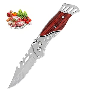 aadhik stainless steel kitchen helper tool with wooden handle  multipurpose food preparation tool for fruits vegetables amp everyday kitchen tasks  ergonomic grip