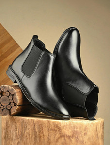 aadi synthetic leather lightweight comfortable trendy walking outdoor slip on chelsea boots for men black 9