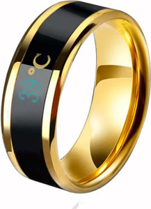 aadikart intelligent smart body temperature monitor ring for unisex stainless steel gold plated ring