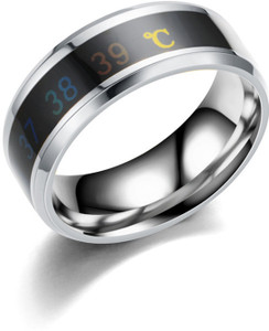 aadikart intelligent smart body temperature monitor ring for unisex stainless steel silver plated ring