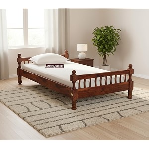 AADITYA WOODS Solid Sheesham Wood Single Bed