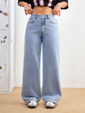 AADVI FASHION Wide Leg Women Light Blue Jeans