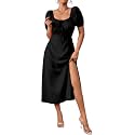 Aahwan Black Raffina Puff Sleeve High Slit