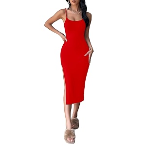 Aahwan Black Solid Bodycon Midi Side Split