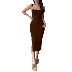 Aahwan Black Solid Bodycon Midi Side Split