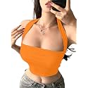 Aahwan Red Solid Fitted Square Halter Neckline with Spaghetti Straps Crop Top for Women's &amp; Girl's