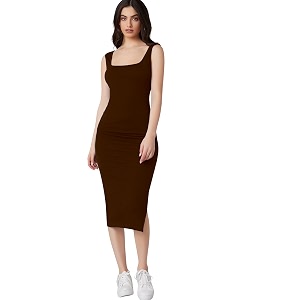 Aahwan Royal Solid Bodycon Square Neck Midi