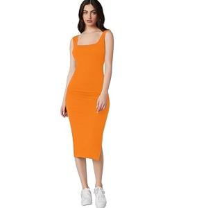 Aahwan Royal Solid Bodycon Square Neck Midi