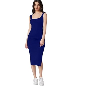 Aahwan Royal Solid Bodycon Square Neck Midi