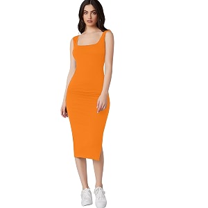 Aahwan Royal Solid Bodycon Square Neck Midi