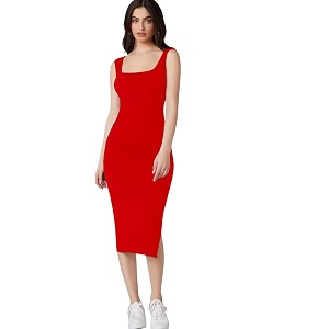 Aahwan Royal Solid Bodycon Square Neck Midi
