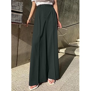 Aahwan Solid Dark Green Loose Fit Wide