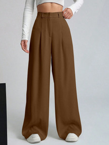 Aahwan Straight Fit Women Brown Trousers