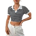 Aahwan White Striped Slim Fit Crop Polo