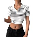 Aahwan White Striped Slim Fit Crop Polo