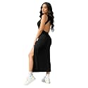 Aahwan Women Bodycon Black Solid Simple Sleeveless Fish Tail Hem Backless Dress