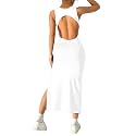 Aahwan Women Bodycon Black Solid Simple Sleeveless Fish Tail Hem Backless Dress