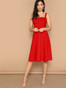 Aahwan Women Fit and Flare Red Below
