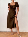 Aahwan Women A-line Brown MidiCalf Length Dress