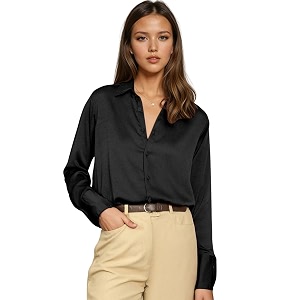 Aahwan Women Satin Regular Fit Black Solid
