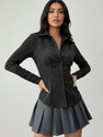 Aahwan Women Striped Casual Black Shirt
