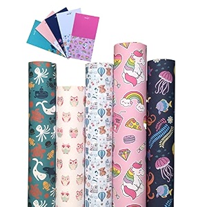 aakar pack of 5 gift wrapping paper sheet gift paper gift wrap for birthday - toddlers with gift tagsmulticolor