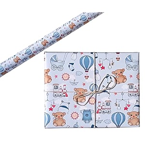 aakar pack of 5 gift wrapping paper sheets kids gift wraps for kids pack of 5 baby blue